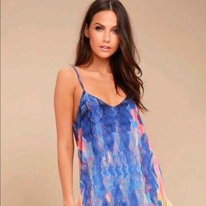 Lulu's watercolors Royal Blue Maxi Dress - NWT